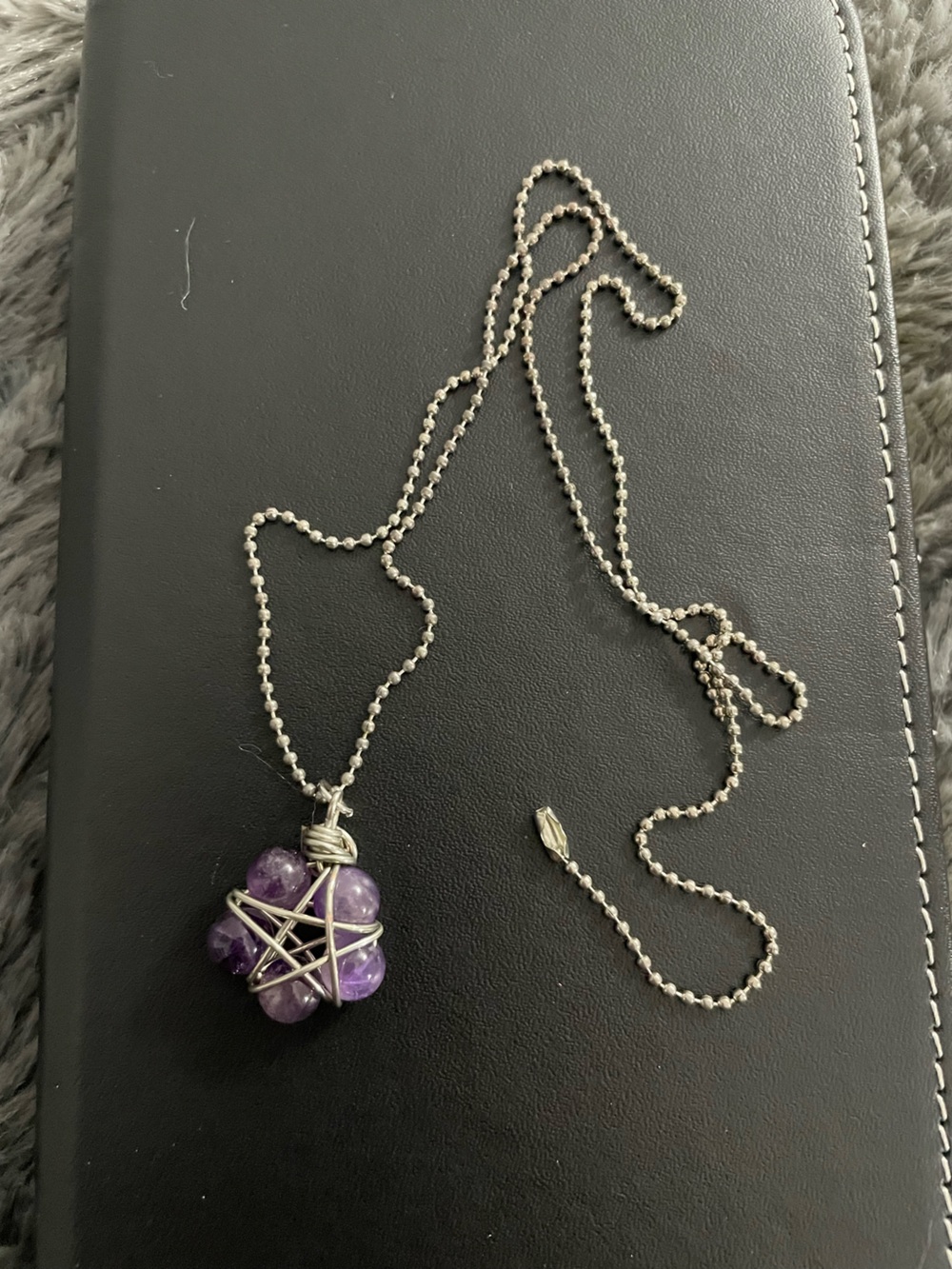 Silver-Tone Amethyst Star Pendant Necklace